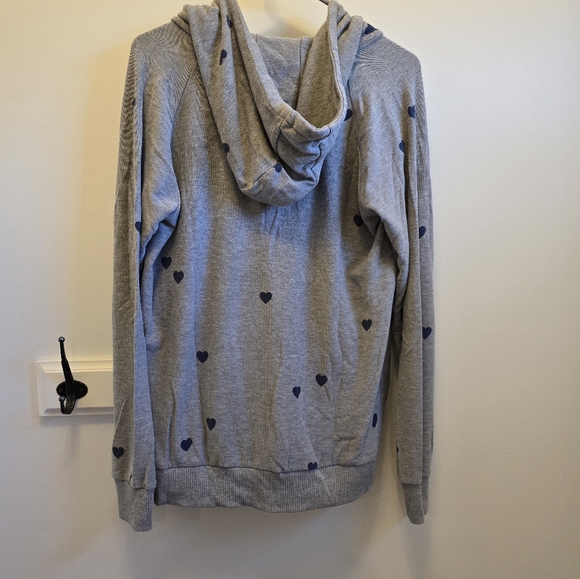 Chaser Tiny Blue Hearts Zip Up Hoodie- L - Picture 3 of 4